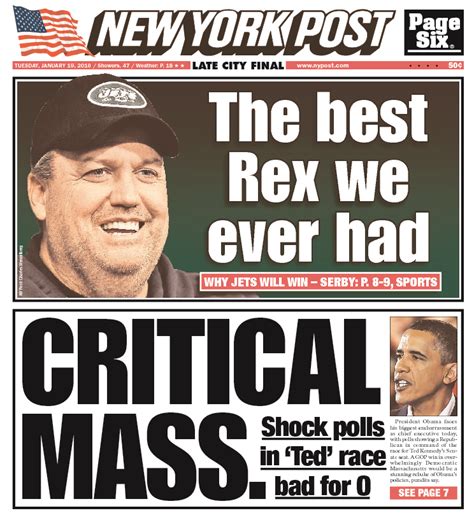 Ny Post Cover For Post Covers On January 19th 2010 New York Post