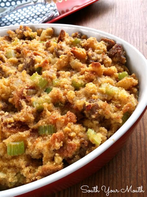 Finding a moist cornbread recipe that is also sweet isn't as hard as you think. South Your Mouth: Southern Cornbread Dressing with Sausage