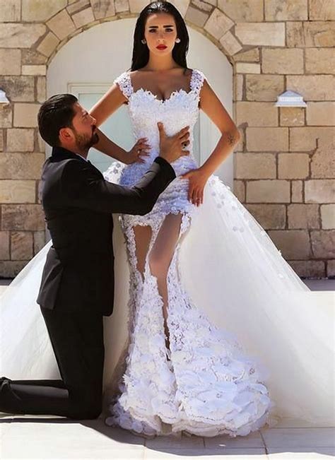 2015 Vestidos De Noivas Sexy Elegant Beach Wedding Dress See Through