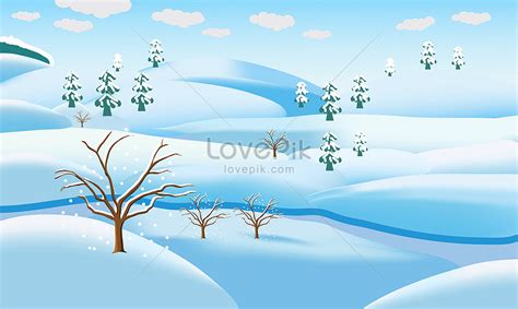 Gambar Ilustrasi Pemandangan Salju Musim Dingin Kartun Terbaik Unduh