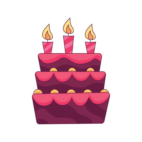 Birthday Cake Cartoon Doodle Hand Drawn Concept Vector Kawaii