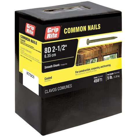 Grip Rite 10 14 X 2 12 In 8 Penny Vinyl Coated Steel Common Nails