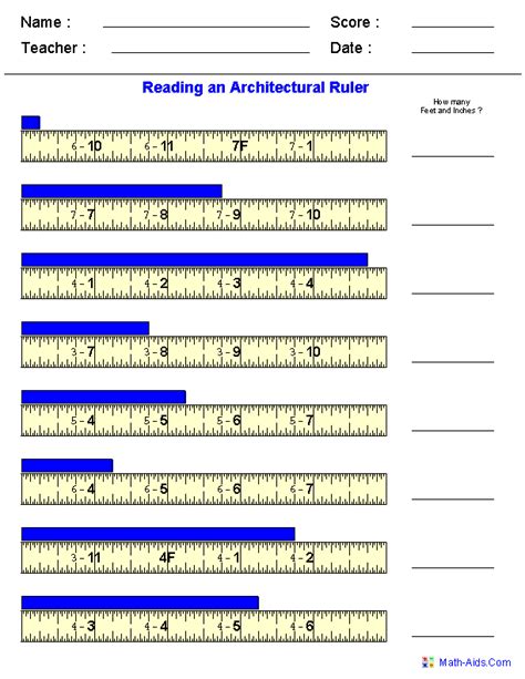 Download Reading A Tape Measure Worksheet Pictures