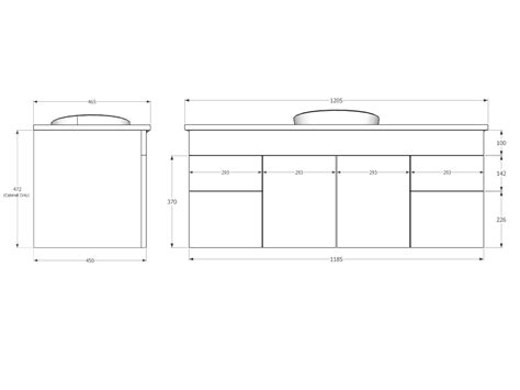 Espire Plus 1215mm Wall Hung Vanity Unit Standard Single Bowl 2 Door 4 Drawers Engineered Stone