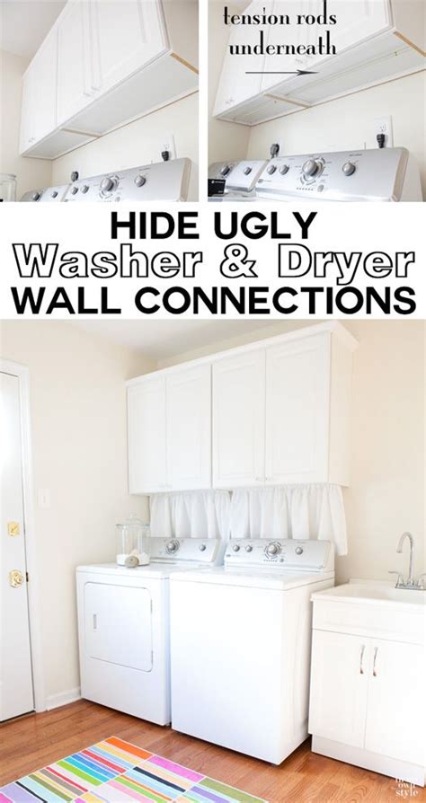 Want to hide cords behind your washer/dryer and add more storage? Mudroom Update with True Value | Laundry room curtains ...