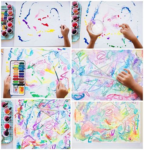 Watercolor Salt And Glue Painting With Kids Kids Watercolor