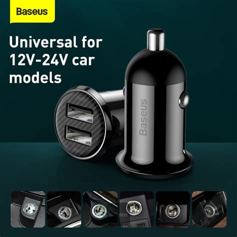 Baseus Online Baseus Grain Pro Car Charger Dual Usb 48a Black