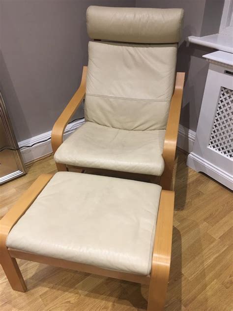 Ikea Poang Leather Chair With Footstool In Cobham Surrey Gumtree