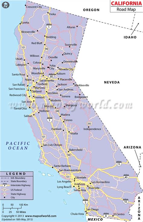 California Road Map Road Map Of California Ca Road Map California