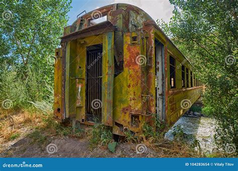 Bridge Made From Old Abandoned Train Car In Georgia Stock Photo Image