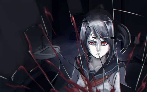 2k Free Download Yandere Anime Girl Shattered Glass Red Eyes