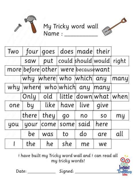 Tricky Words Infant Teaching Ideas Tricky Words Words Teaching Babies