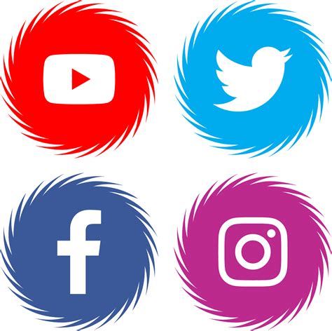 Facebook Twitter Instagram Youtube Icons Download Color El Fonts Vectors