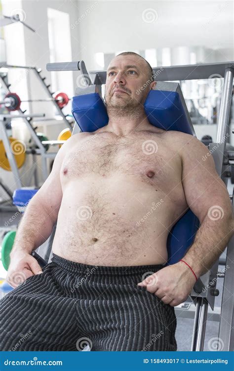 Middle Aged Man Goes In For Bodybuilding Stock Image Image Of Person