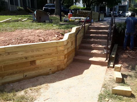 Stabilizing A Walkway With A Wooden Retaining Wall Camden Landscape Group
