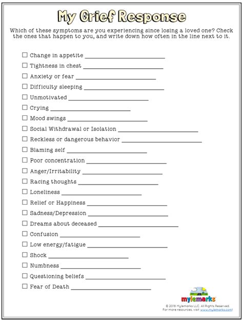 Printable Tasks Of Grief Worksheets