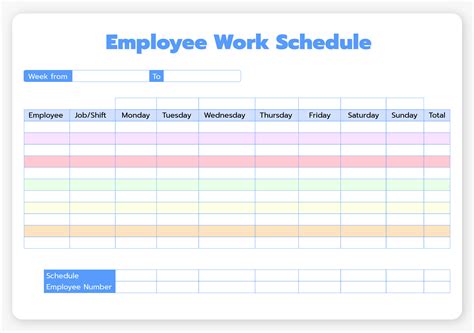 Weekly Work Schedule Blank Form Printable Printable Forms Free Online