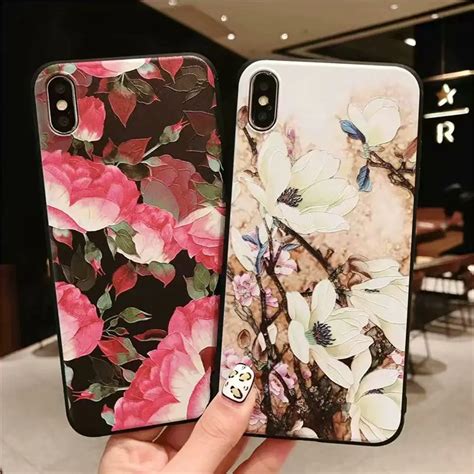 3d Relief Flower Case For Iphone Xs Max X 7 8 Plus Case Silicone Cover For Iphone X Xr 8 7 6 6s