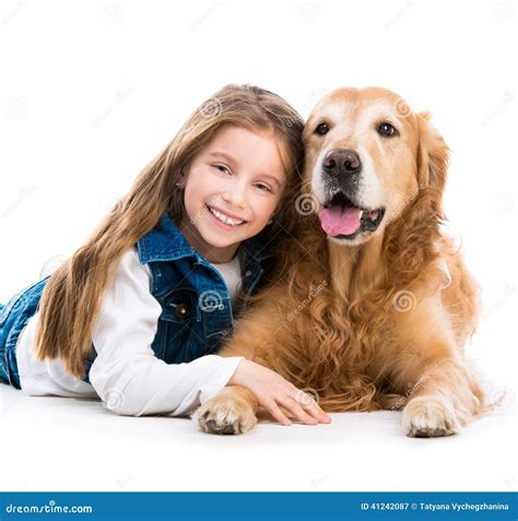 Happy Little Girl With Her Dog Stock Image Image Of Love Cute 41242087