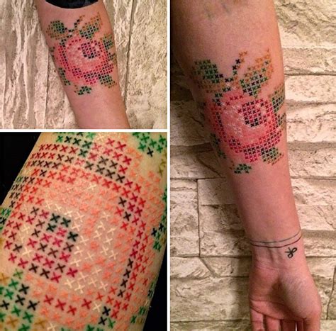 Awesome Cross Stitch Tattoos By Turkish Ink Artist Eva Krbdk
