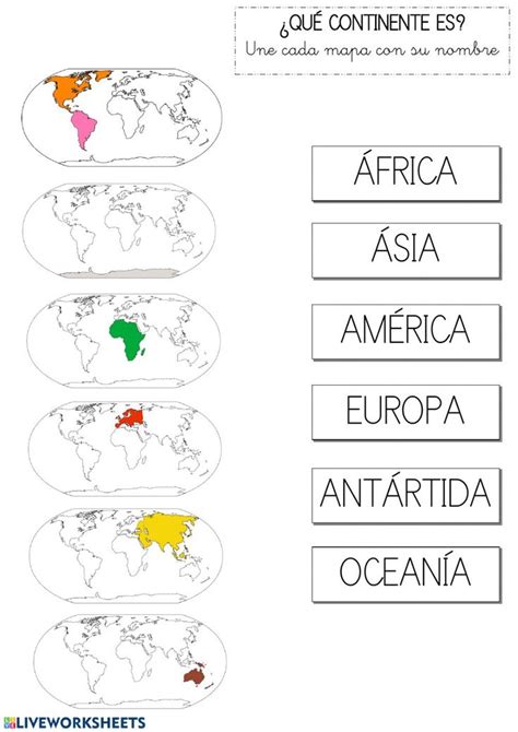 Ficha De Los Continentes Para Primaria