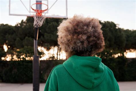 Person On The Basketball Court Of A City Park Stock Photo Image Of