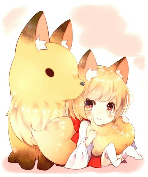 Girl Fox Animal Ears Blush Happy Cute Anime ♡ Аниме