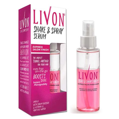 It controls frizz, eases out tangles and reduces breakage to give you silky, shiny hair. Livon Shake and Spray Hair Serum, 50ml - Buy Online at ...