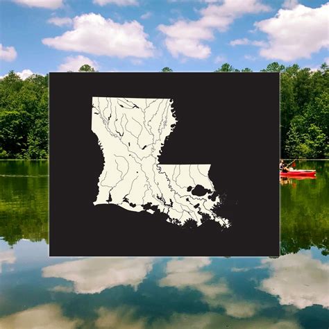 Louisiana Map Of Rivers And Lakes In Custom Colors And Sizes Etsy