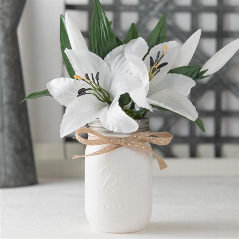 Easter Lily Arrangement Silk Flower Centerpiece White Faux Etsy