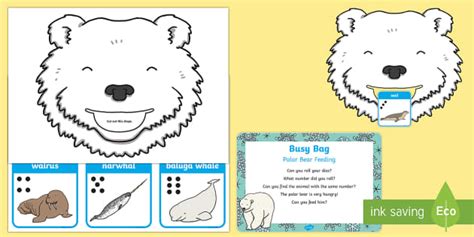 Polar Bear Feeding Posting Busy Bag Prompt Card And Resource Pack