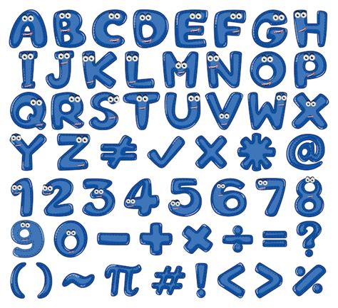 Premium Vector Font Design For English Alphabets And Numbers In Blue