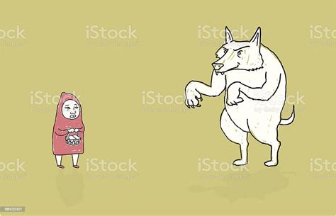 Little Red Riding Hood And The Big Bad Wolf Stock Illustration