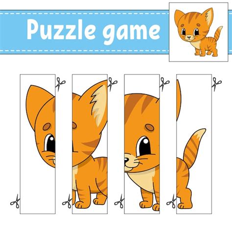 Premium Vector Puzzle Game For Kids Cutting Practice