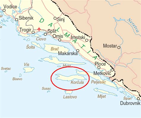 Korčula Chorvatsko Mapa Mapa