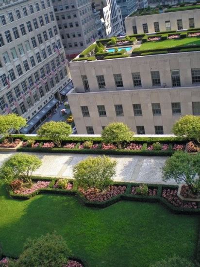 Rooftop gardens not only provide beauty, rooftop gardens can provide food, temperature control, architectural enhancement, shade, and recreation. Rockefeller Center's Secret Roof Gardens - Gwarlingo