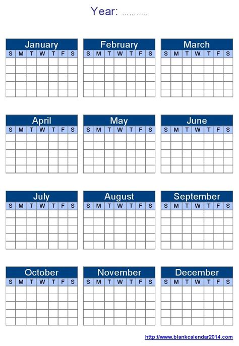 Download Yearly Blank Calendars For Free Calendarstemplate Riset