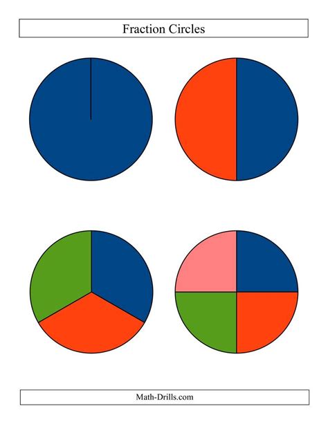 The Large Multi Color Fraction Circles No Labels A Math Worksheet