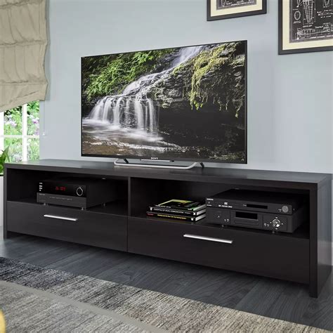 Corliving Fernbrook Tv Stand In Black Faux Wood Grain Finish For Tvs
