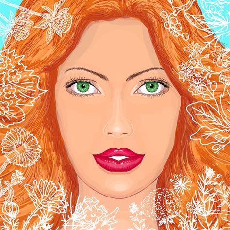 Premium Vector Portrait Of A Beautiful Woman In Flowers