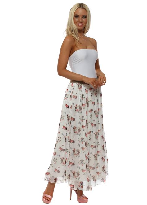 Made In Italy Floral Chiffon Maxi Skirt