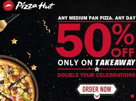 You can get up to 25% off with those working coupons from premiumfooddelivery.org. Get 50% OFF Only on Takeaway Pizza Orders | Pizzahut ...