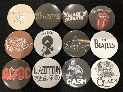 classic rock pins pink floyd the doors rolling stones the beatles led zepplin band pins