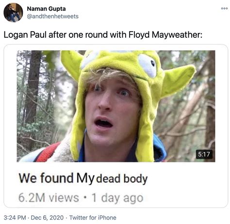 Logan Paul After One Round With Floyd Mayweather Floyd Mayweather Vs