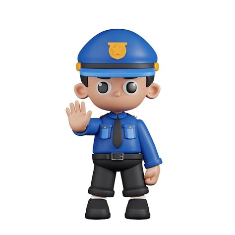Premium Psd 3d Character Policeman Doing The Stop Sign Pose