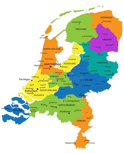 Mapa Pol Tico Colorido Dos Pa Ses Baixos Com Camadas Separadas