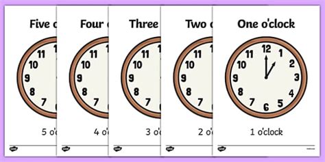 Display Clocks Hours With Written Times Twinkl