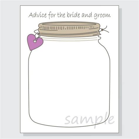 Diy Advice For The Bride And Groom Mason Jar Printable Cards Etsy Printable Cards Cards