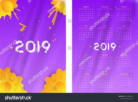 Simple Calendar 2019 Year Week Starts Stock Vector Royalty Free