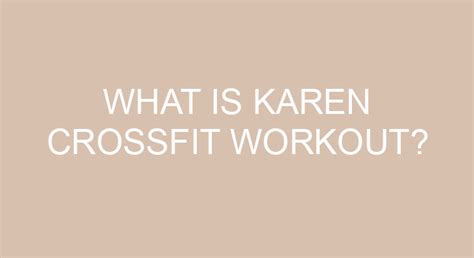 What Is Karen Crossfit Workout